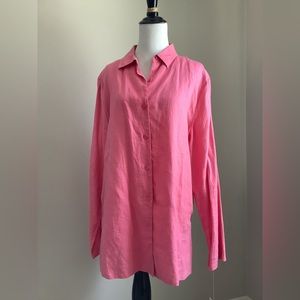 Tropical pink linen layering shacket  shirt, jacket, NWT, Large